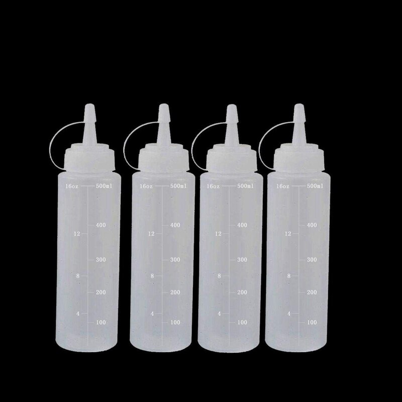 Plastic Squeeze Bottles, Natural Clear Plastic Bottles with Cap, Measurement for Dressings, Oil, BBQ, Kitchen, Liquids and Arts