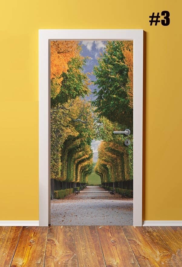 Naklejka samoprzylepna Home Decor las Diy na drzwi naklejki drzewo krajobraz tapety do salonu wodoodporny Pvc 3D druku artystyczne zdjęcie: YXCV204703 / 77x200cm