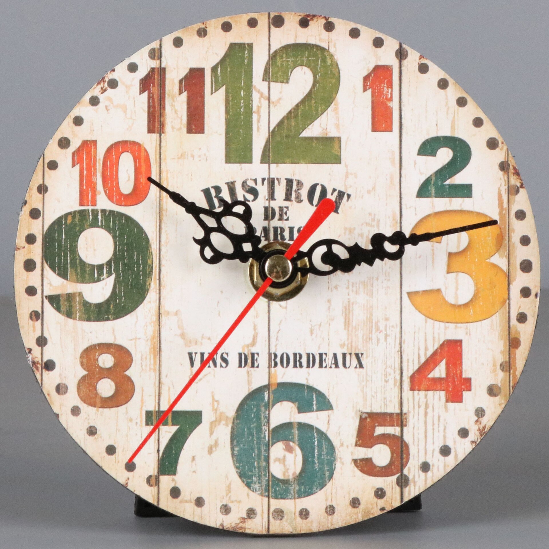 Mini Reloj de pared clásico de madera, colgante Retro, redondo, , estilo europeo, decoración de pared de salón: K