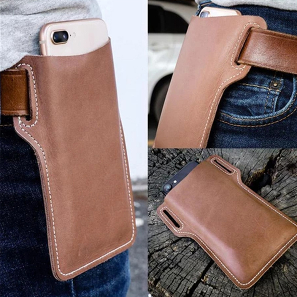 Männer Telefon fallen Halfter praktisch Schleife Halfter Gürtel Taille Tasche Requisiten Leder Geldbörse Telefon Brieftasche Lauf Beutel Reise Camping Taschen