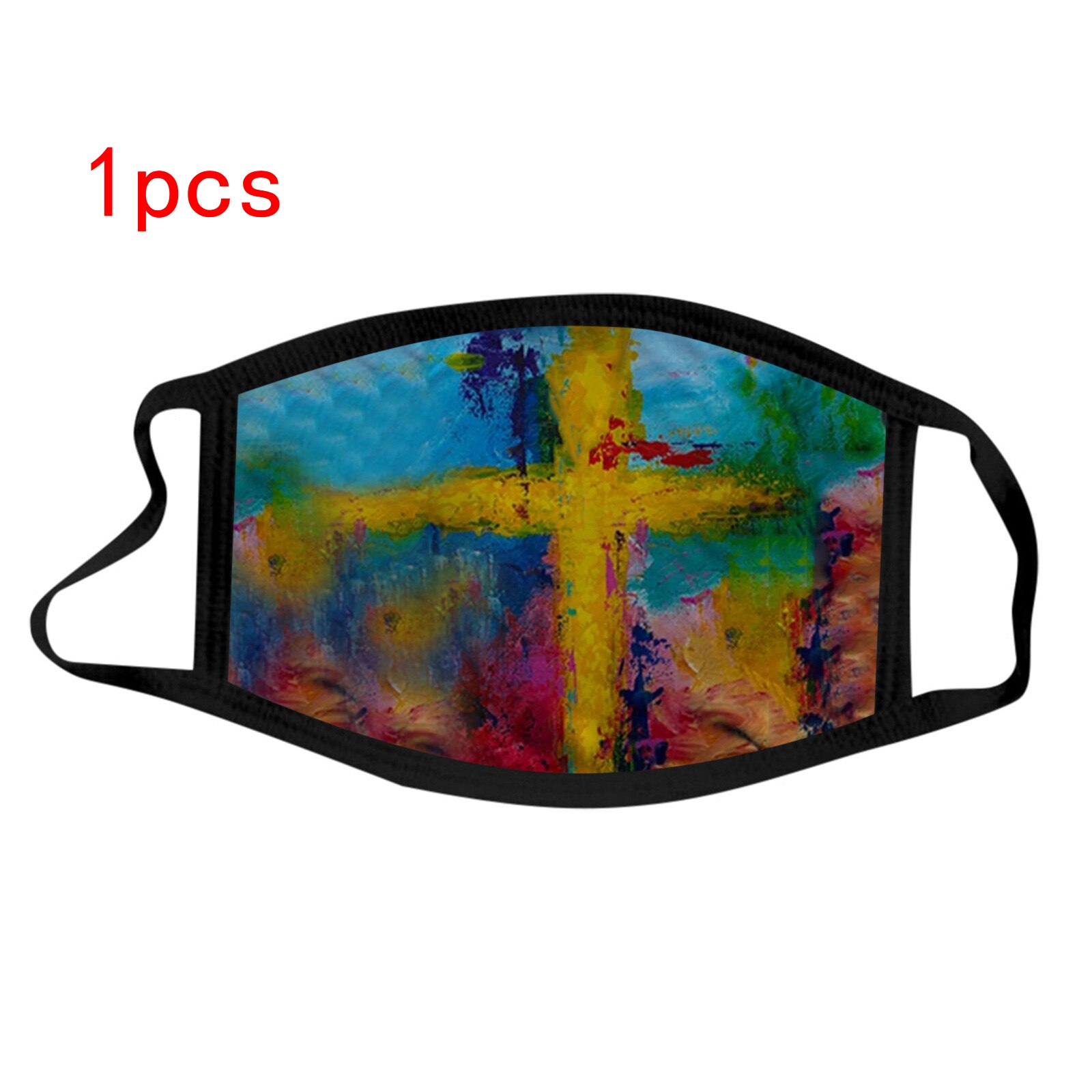 1/5 Uds de Fasemask adultos 1-5 uds Tie Dye máscaras de estampado de cruces tejido Reusable de Color de contraste Mascarillas Bandana: E