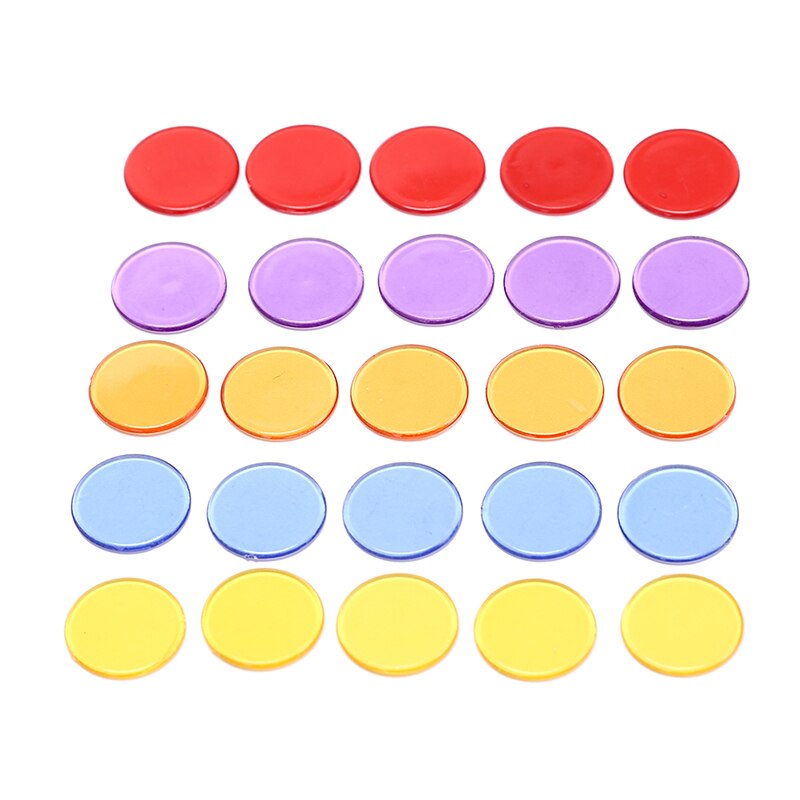 Lot de 100 jetons en plastique, 5 couleurs, marqueurs, cartes de jeu, pour salle de classe et carnaval