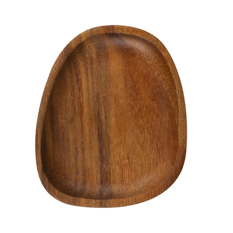 Wood Irregular Oval Dinner Plate Lightweight Easy Cleaning Solid Wood Pan for Dishes Snack Dessert Unbreakable: A