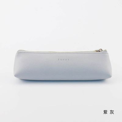 Pu Lederen Pen Potlood Tas Pennenbakje School Gereedschap Case Driehoekige Vorm Vintage Kleur Opslag Pouch Meisjes Jongen Potlood case: Light Grey
