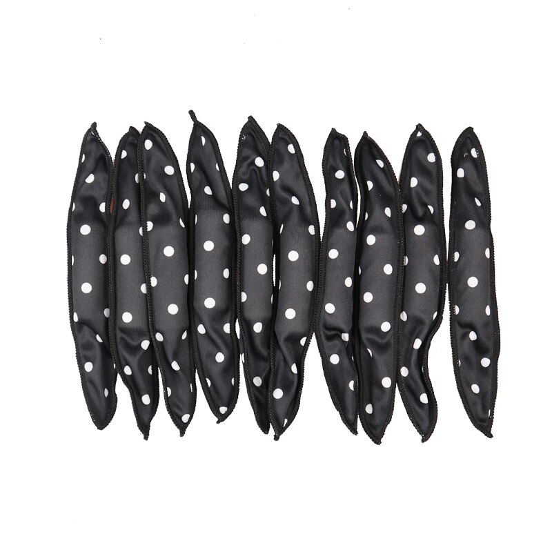 10 Pcs/Lot Hair Curlers Soft Sleep Pillow Hair Rollers Set Best Flexible Foam and Sponge Magic Hair Care DIY Hair Styling Tools: 10pcs Black