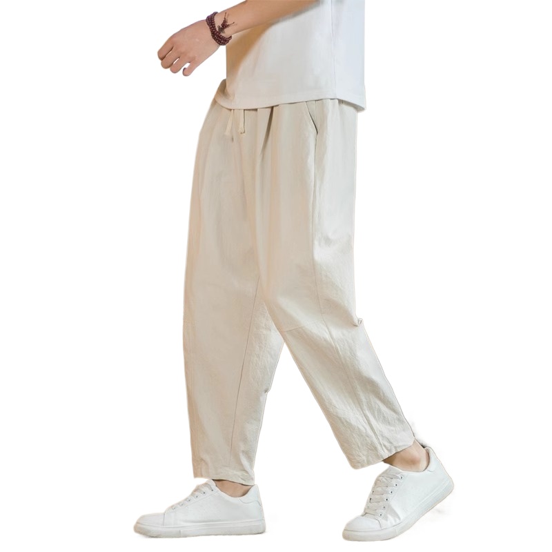 Neue männer Leinen Leichte Jogginghose Baumwolle Einfarbig Atmungs Jogger Männer ausgebeult Hosen Streetwear Lange Hosen Männer: XL / Grün