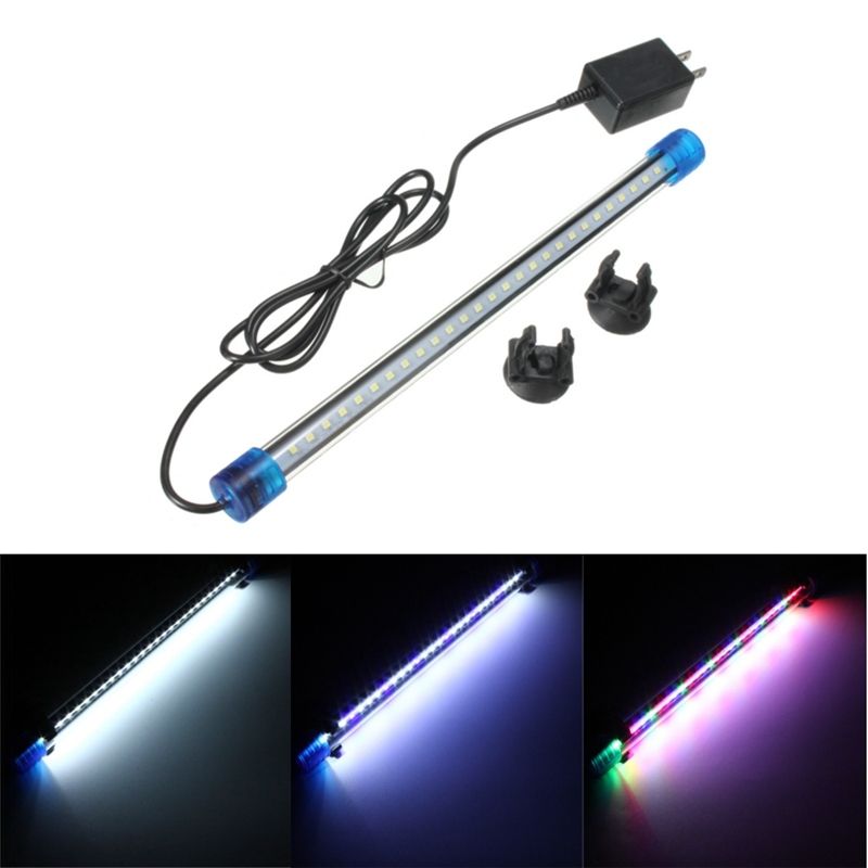 Aquarium Fish Tank LED Light Blue/White Waterproof Lamp 20/30/40/50/60CM Bar Submersible Waterproof Clip Lamp Decor US Plug