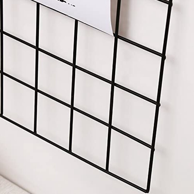 Multi-funktion metal gitter fotoramme væg display mesh hylde organizer rack holder  + 20 stk træ