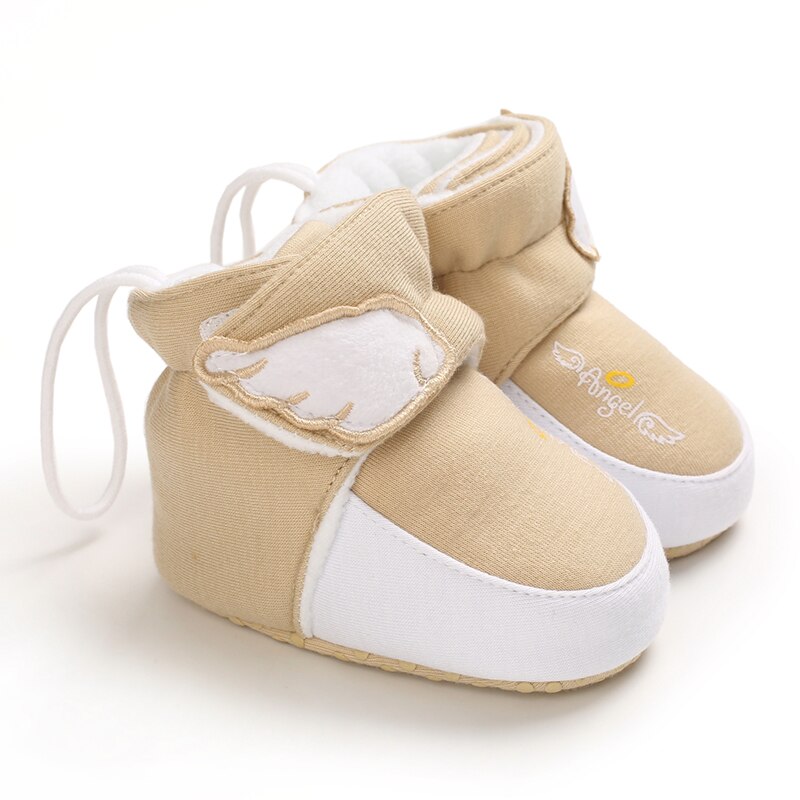 Winter Snow Baby Boots Velcro Warm Velvet Wings Elastic Band Indoor Cotton Sole Baby Toddler Baby Shoes First Walker: A / 13-18 Months