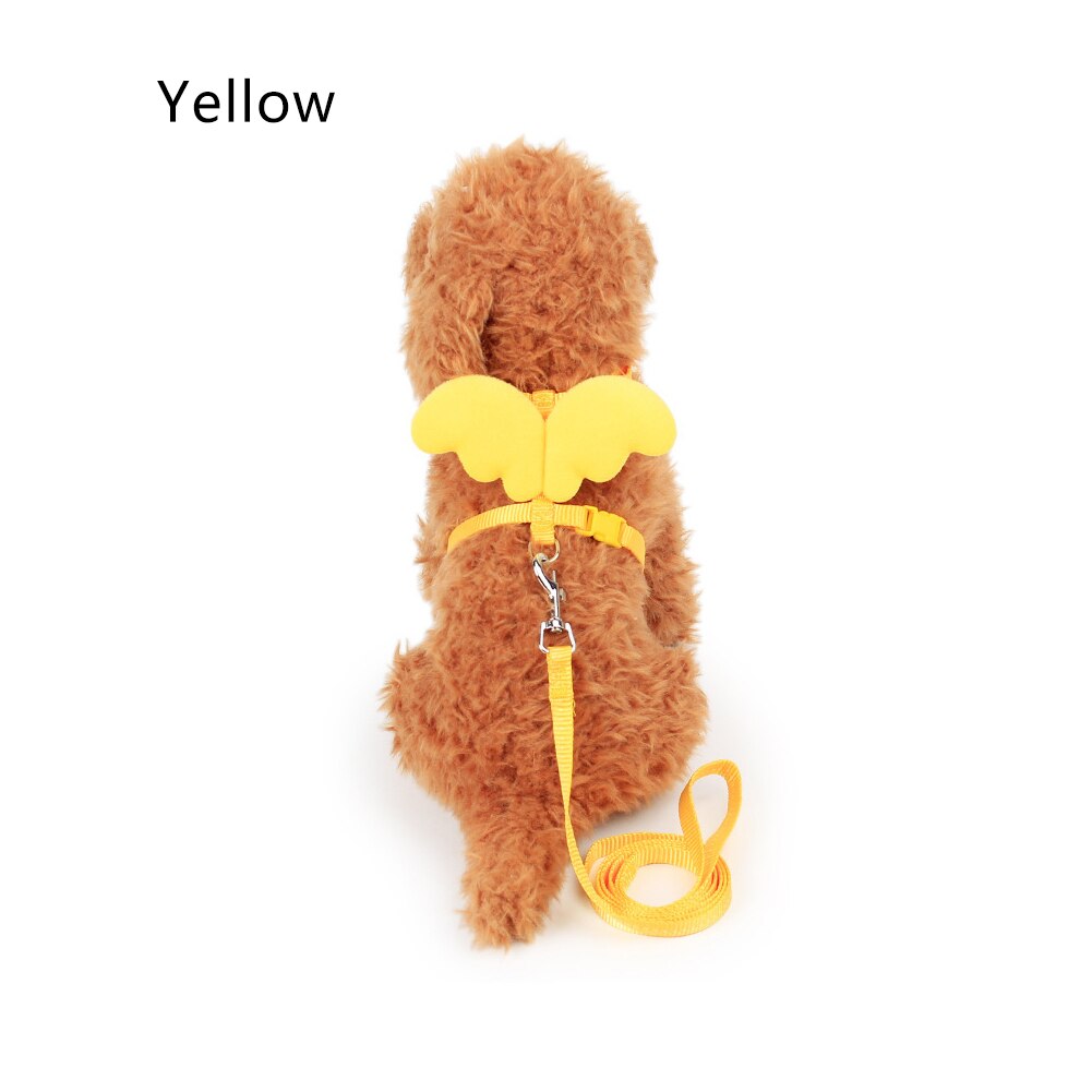 Schattige hond puppy engelenvleugel wandelriem harnas riem riem halsband verstelbaar: Geel / M
