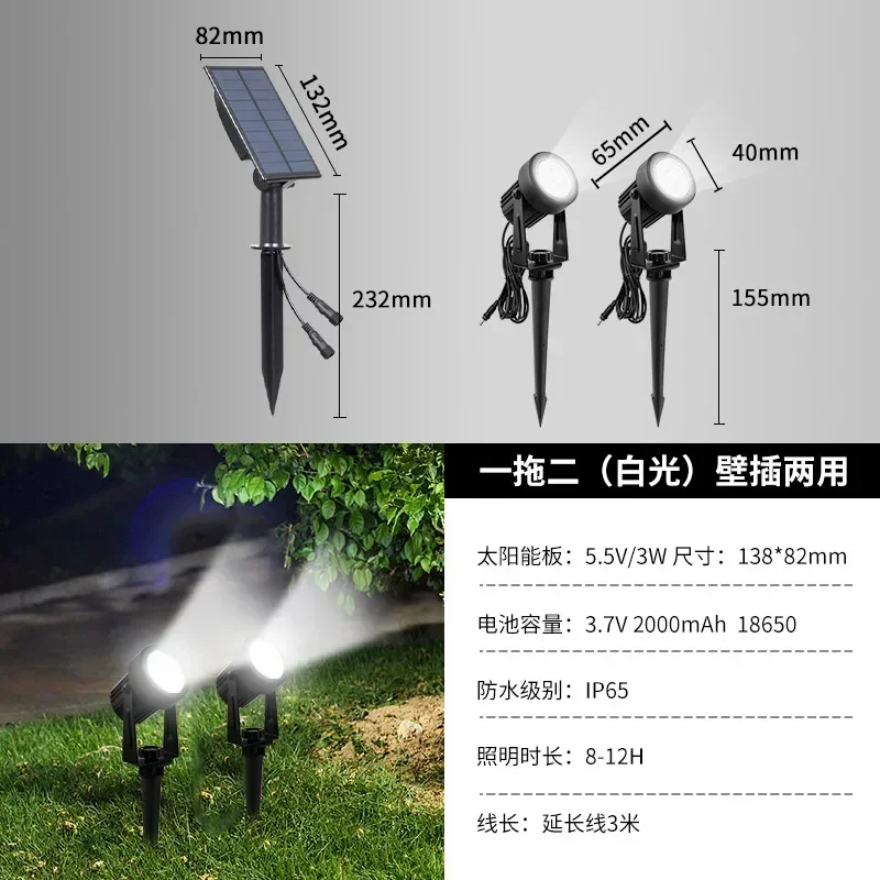 Nieuwste 3000k/6000k/ rgb led-lampen op zonne-energie, buitenspot op zonne-energie, tuinlamp op zonne-energie  ip65 waterdichte gazonlamp, wandlamp: Maanblauw