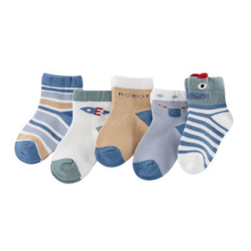 5 paires/lot chaussettes bébé automne hiver chaussettes en coton pour filles garçons dessin animé animaux chaussettes de sol: Style 2