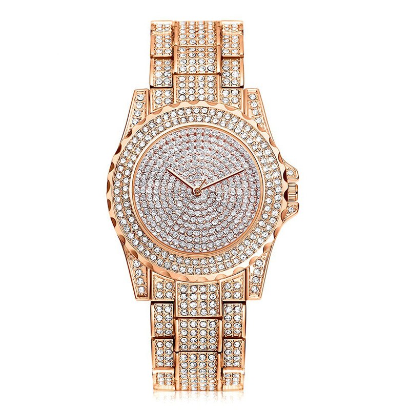 Feminino Relogio Women Watches Crystal Full Steel Ladies Wristwatch Quartz Woman reloj hombre montre femme zegarek damski saati: rose gold