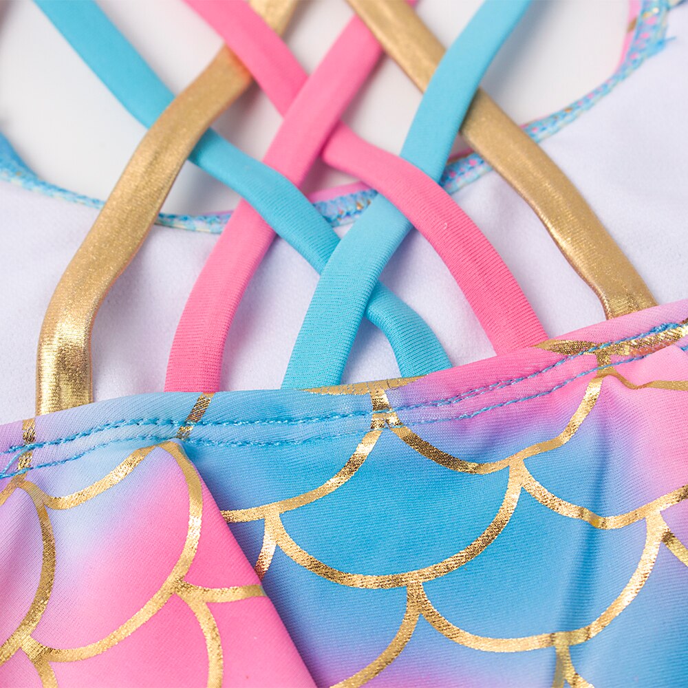 2pcs Bikini Girl Set Children Mermaid Pattern Swimwear Baby Cartoon Biquini Infantil Girls Swimsuit Kids Beach Wear Bathing Suit