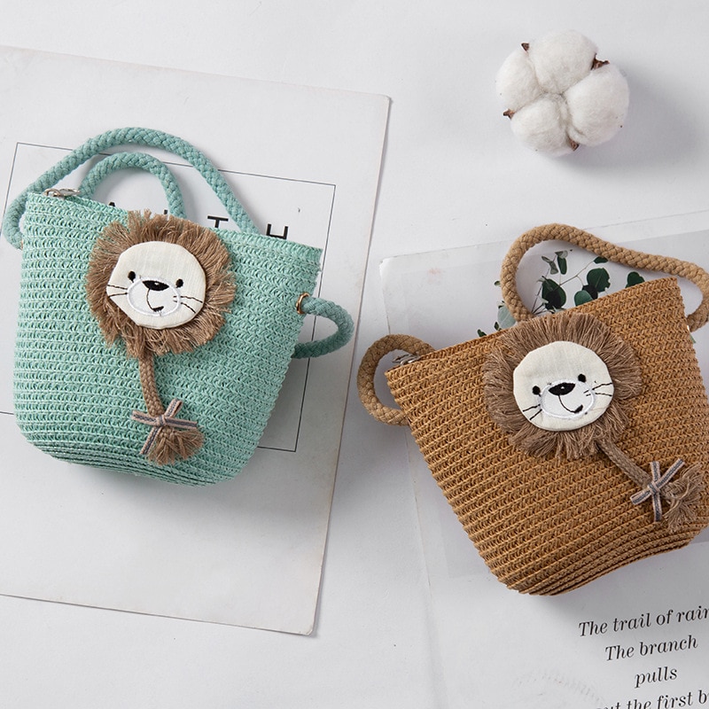 Cartoon Portemonnees Hand Made Kleine Stro Tassen Kinderen Geneigd Schoudertassen Messenger Bag Schattig Meisje Handtassen Kids