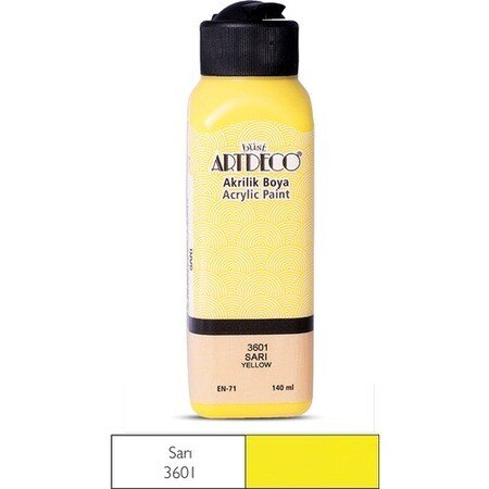 Artdeco Acrylic Paint 140ml Yellow Color art hobby school season: yellow