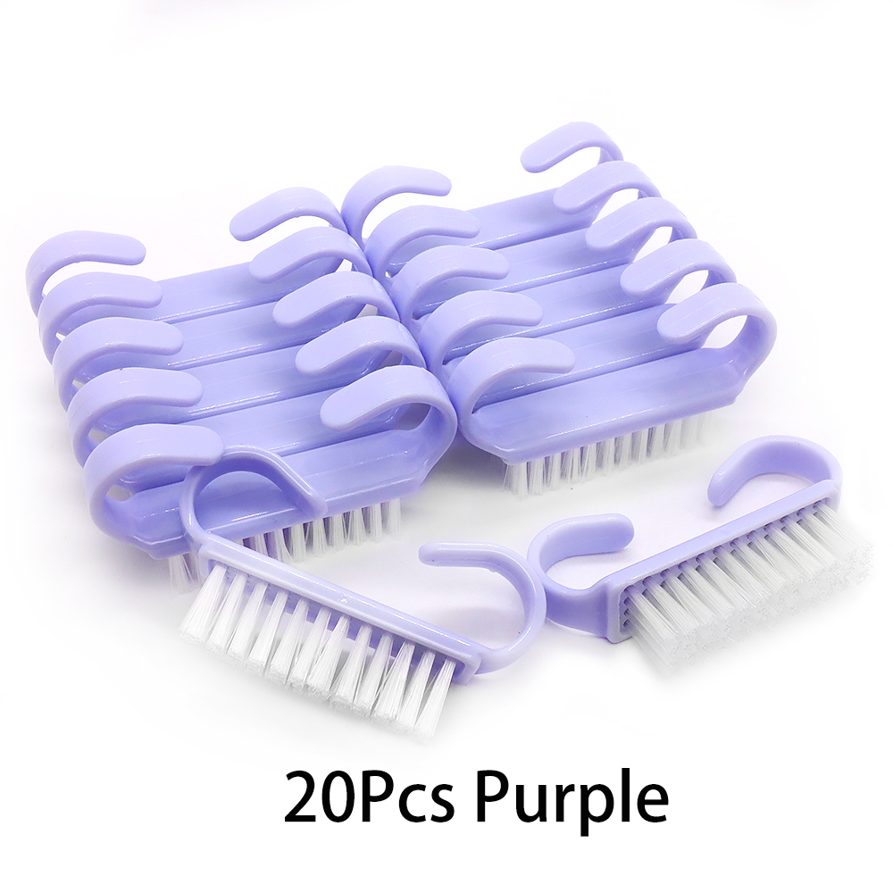10/20/50/100 Stuks Handgreep Nagelborstel Vingernagel Scrub Schoonmaken Nagelborstels Cleaner Nail scrubber Bulk Voor Mannen Vrouwen JEARLYU: violet