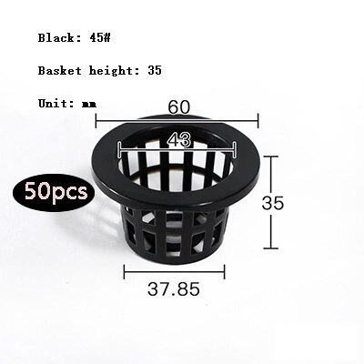 50Pcs Planten Mand Plastic Hydrocultuur Groente Planten Mand Grondloze Teelt Planten Blauw Cup Wortel Fixer: 4535black