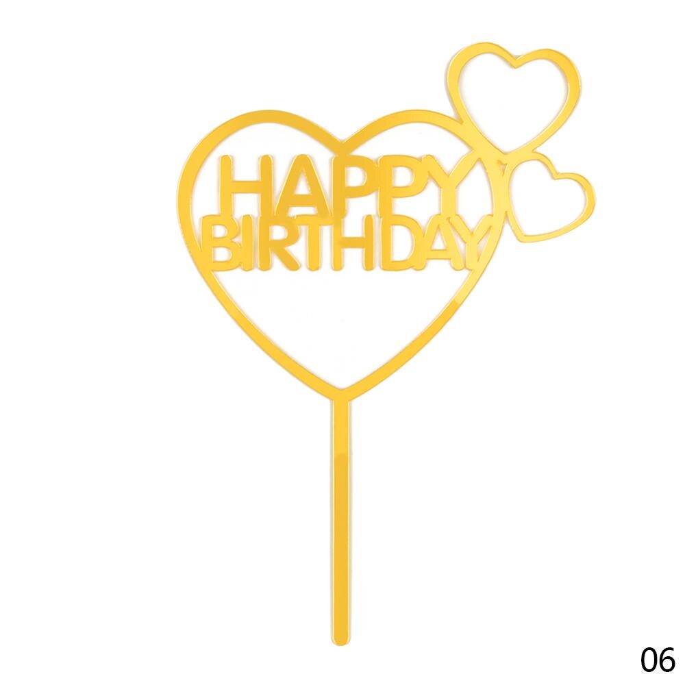 Heart Love Acrylic Cake Topper Engagement Wedding Birthday Cake Golden Resuable Topper Cupcake Dessert Decor Supplies: 06