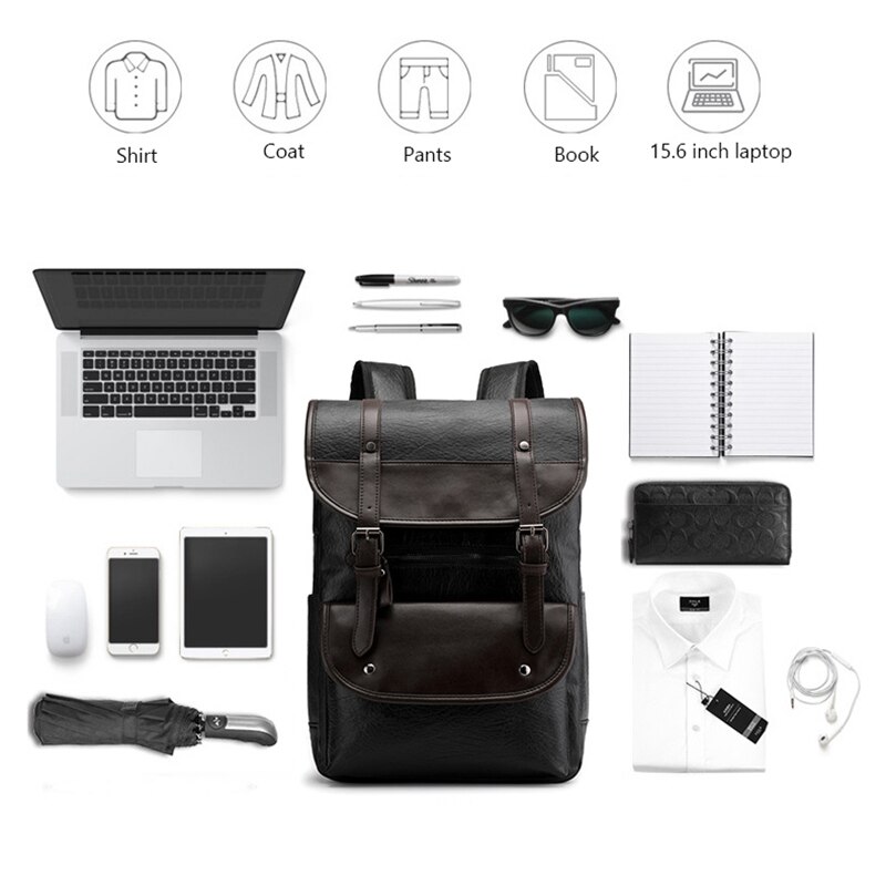 Pu leren rugzak heren rugzak tassen leren laptop rugzak 15.6 inch zachte leren rugzak dames vrijetijdsreistassen