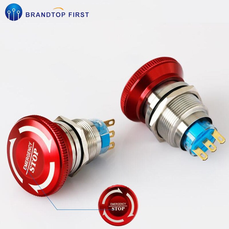 16mm 19mm 22mm Emergency STOP Push Button Switch 1NO1NC 2NO2NC Waterproof Stainless Steel Mushroom