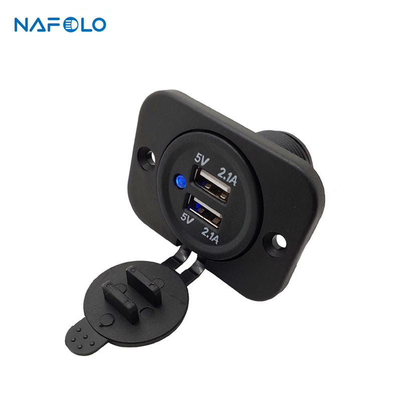 Dual Auto Usb Adapter Oplader Voor Motorcycle Auto Truck Atv Boot Mini Auto Charger Sigarettenaansteker Auto-Oplader 12V 24V