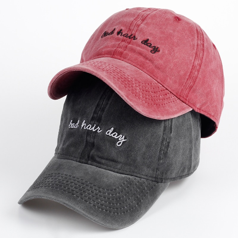 VORON Dad Hat Solid Washed Baseball Caps Women Men Bad Hair Day OOPS Letter Embroidery Couple Cap Pink Black Trucker Hat