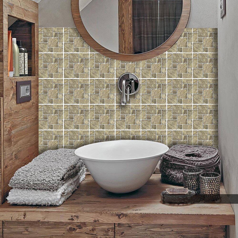 10/15cm x 25 pieces Stone pattern Tile stickers home deco Self-adhesive PVC wallsticker waterproof Renewed sticker for bathroom