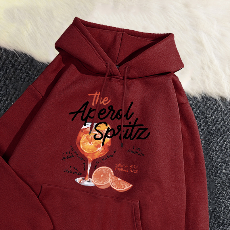 Sweat à capuche d'hiver pour femme The Aperol Spritz rétro Cocktail impression sweat poche ample polaire pull Kawaii vêtements de sport: L / BLEU CIEL