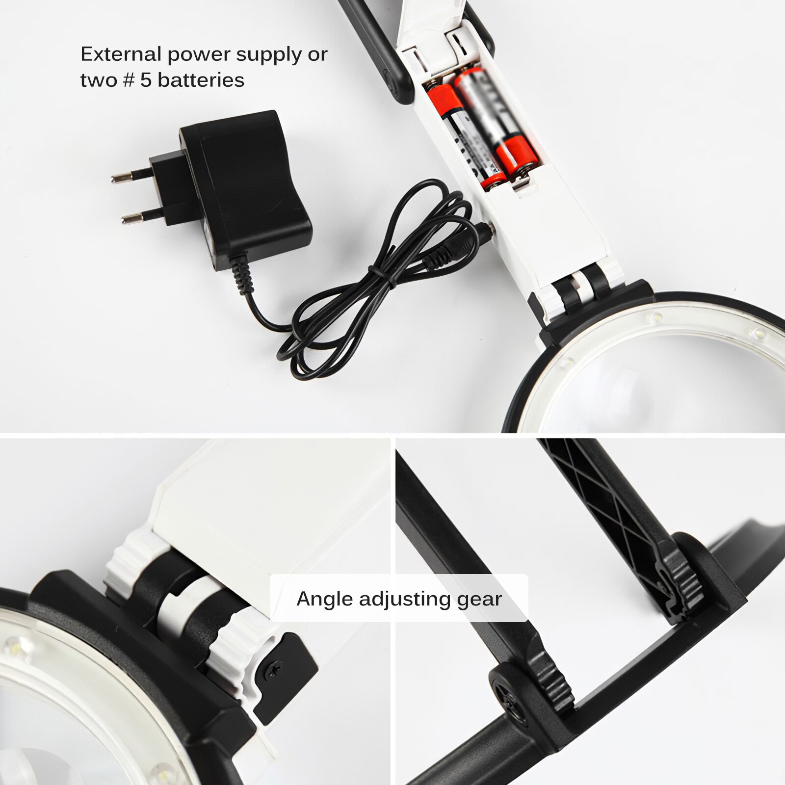 Foldable 5X Magnifying Glass Desk Lamp Magnifier LED Light Reading Lamp with Three Dimming Modes USB Power Supply