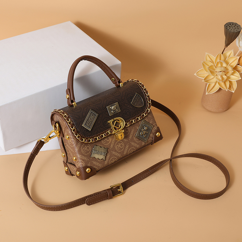 Kvinders retro pu læder skuldertaske kæde håndtaske crossbody til daglig brug: Chokolade