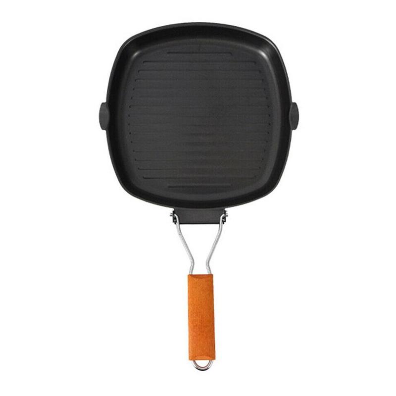 Sartén plegable portátil para Picnic al aire libre, utensilios de cocina antiadherentes de hierro ultraligero negro, utensilios de Camping