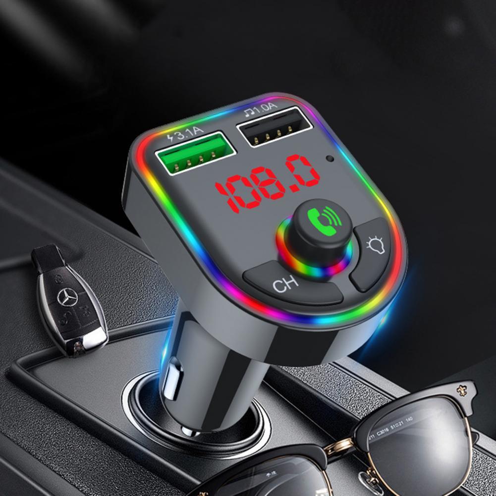 F6 Wireless Bluetooth 5.0 Luminous Audio Receiver FM Transmitter MP3 Player 2 USB Wireless Luminous Car Bluetooth 5.0 MP3