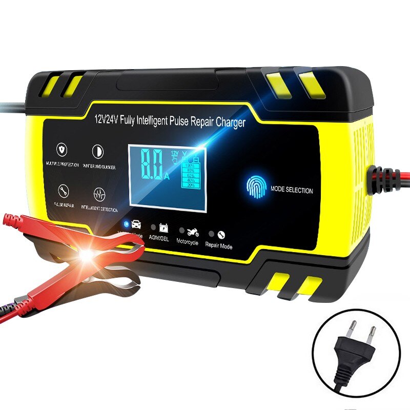 12V-24V 8A Volledige Automatische Auto Batterij Oplader Power Pulse Reparatie Laders Nat Droog Lood-zuur Batterij-Opladers Digitale Lcd Display