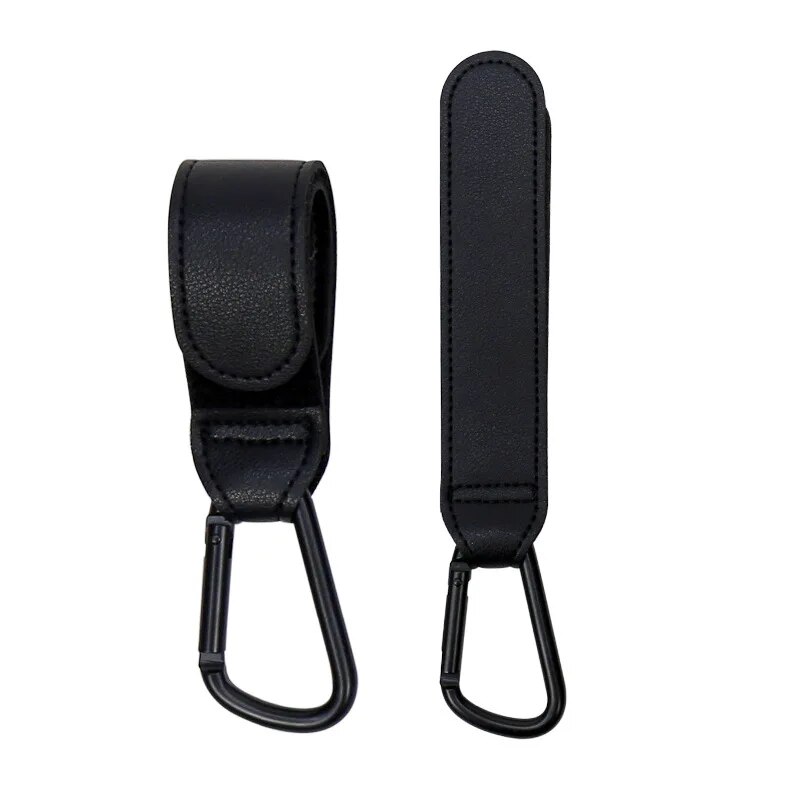 Kinderwagen Haken Baby Windel Tasche Haken Kinderwagen Organisieren PU Leder Einstellbare Kinderwagen Multi-funktion Haken Starke Lager: Black