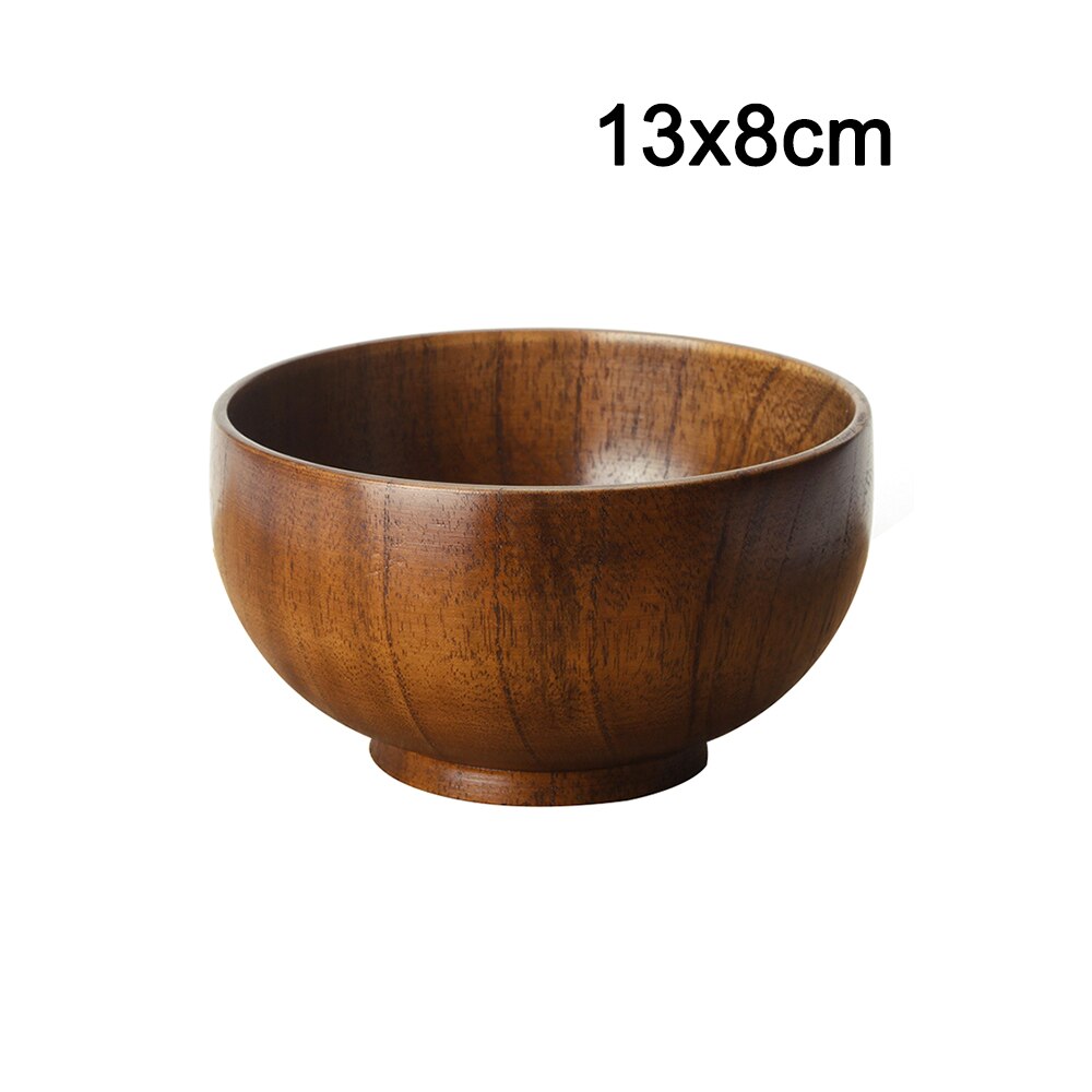Natural Wooden Bowl Wood Rice Soup Bowls Salad Food Container Large Small Bowl for Kids Tableware Wooden Utensils: D