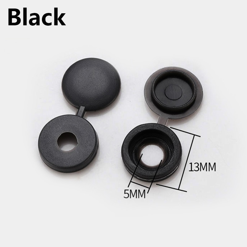 100Pc Screw Cover Fold Caps Button Plastic For Car Furniture M4 M5 Self-tapping Decorative Cover Prevent Dust Hardware Screw Cap: Black