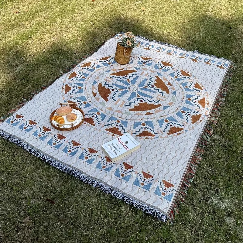 Nueva estera de Picnic a cuadros bohemia, manta para acampar en interiores y exteriores, tela de Picnic de punto portátil, funda para sofá, mantas para tienda