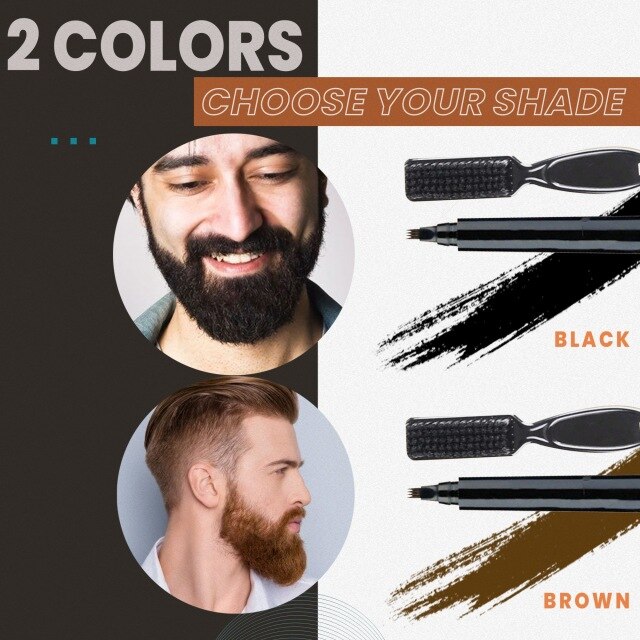 Baard Vullen Pen Kit Mannen Baard Potlood Filler Vormgeven Grooming Set Snor Micro Vork Tip Voor Naadloze Toepassing: Black