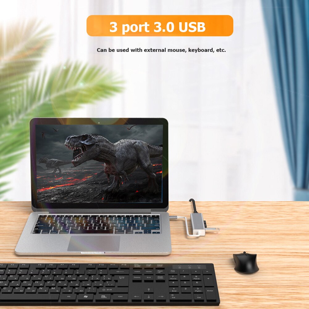 Usb-keskitin  rj45 10/100 mbps tyypin -c 3 portit ethernet-verkkokortti lan-sovitin keskitinmuunnin windows 7/8/10: lle mac os linux vista