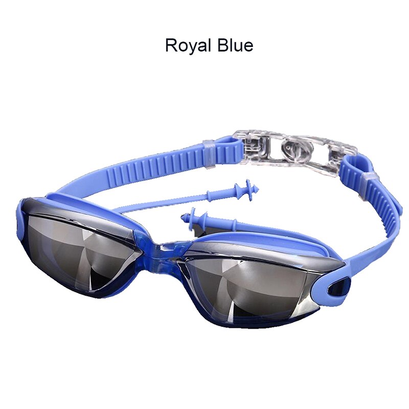 Nowy regulowany gogle gogle pływackie anty-mgła ochrona UV dla dzieci wodoodporny silikonowy lustrzane okulary pływackie: królewski niebieski