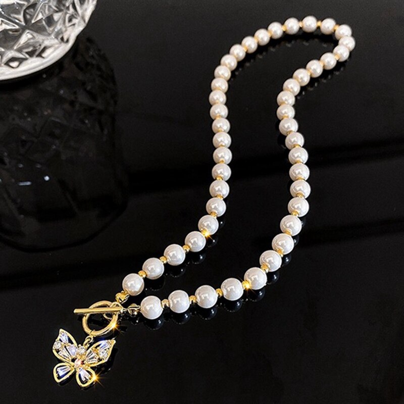 Imitatie Parels Chocker Ketting Vlinder Choker Ketting