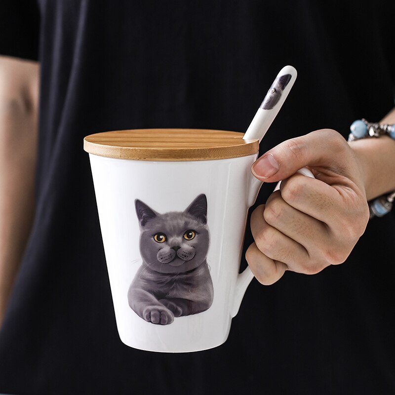 Bone China British Shorthair Cat Plate Cute Porcelain Bread Cake Dish Cartoon Dinner Plates Best For Cat Lover: B