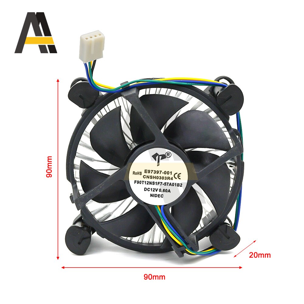 Originele Cpu Fan Voor 1150 1151 1155 1156 90*90*2Mm Comptuter Cpu Case Cooling Fan Met 4PIN Pwm 12V Computer Hydraulische Ventilator