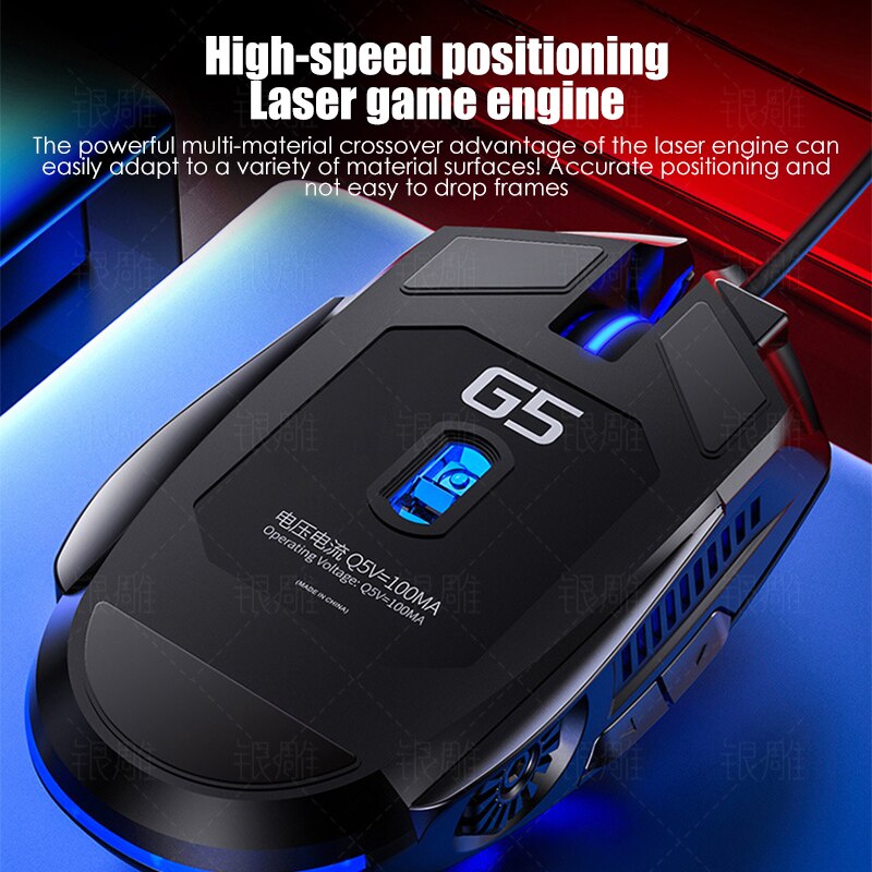 Gaming Mouse Colorful Silent Suitable For Laptop Gamers Mouse 6-button With DPI Optical Sensor RGB Optical Mechanical Mouse