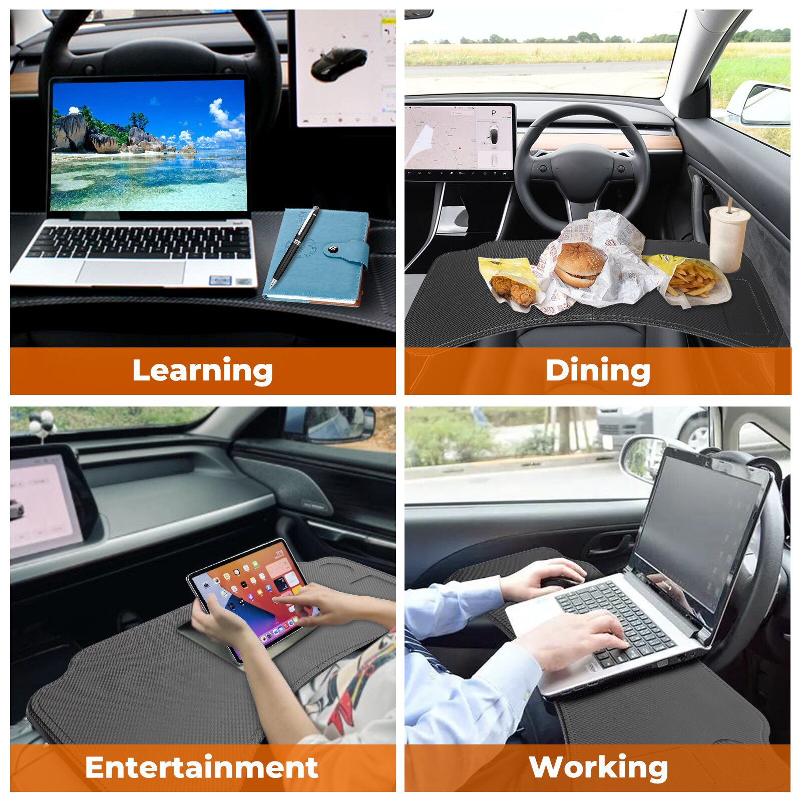 Table For Tesla Model 3 Model Y Steering Wheel Board Laptop Notebook Foldable Desk Mount Stand Eating Drinking Tray Holder