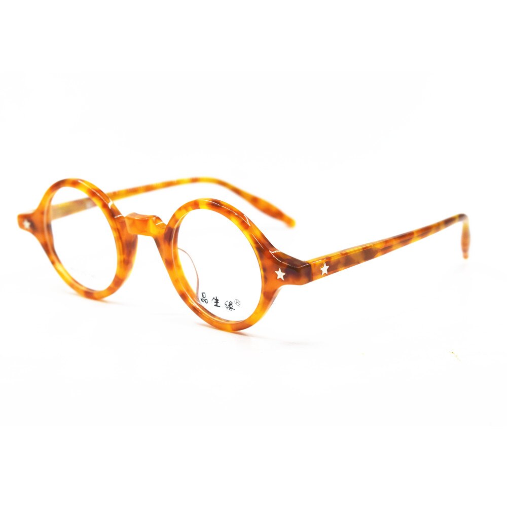 Vintage Small Round 40mm Tortoise Eyeglass Frames Full Rim Acetate Rx Glasses Grandado 7528