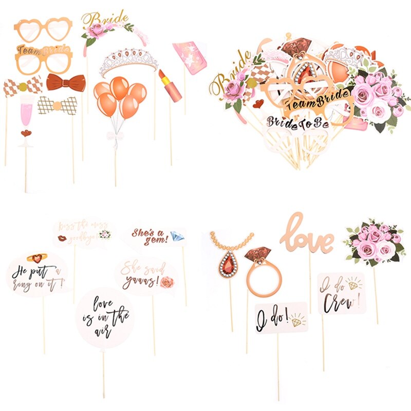 23 pièces/ensemble mariage Photo stand accessoires juste marié Photobooth fête Table décoration nuptiale douche Bachelorette fournitures