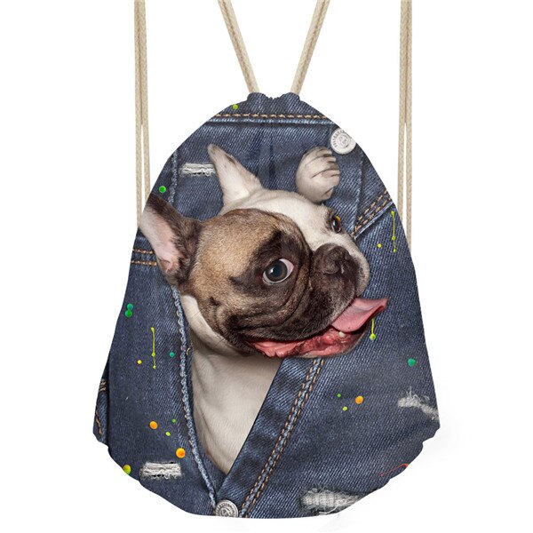 FORUDESIGNS Kleine Frauen Kordelzug Nette 3D Cowboy Haustier Katze Hund Kinder Schule Rucksack Männer Tasche Mochila mujer: CC3324Z3