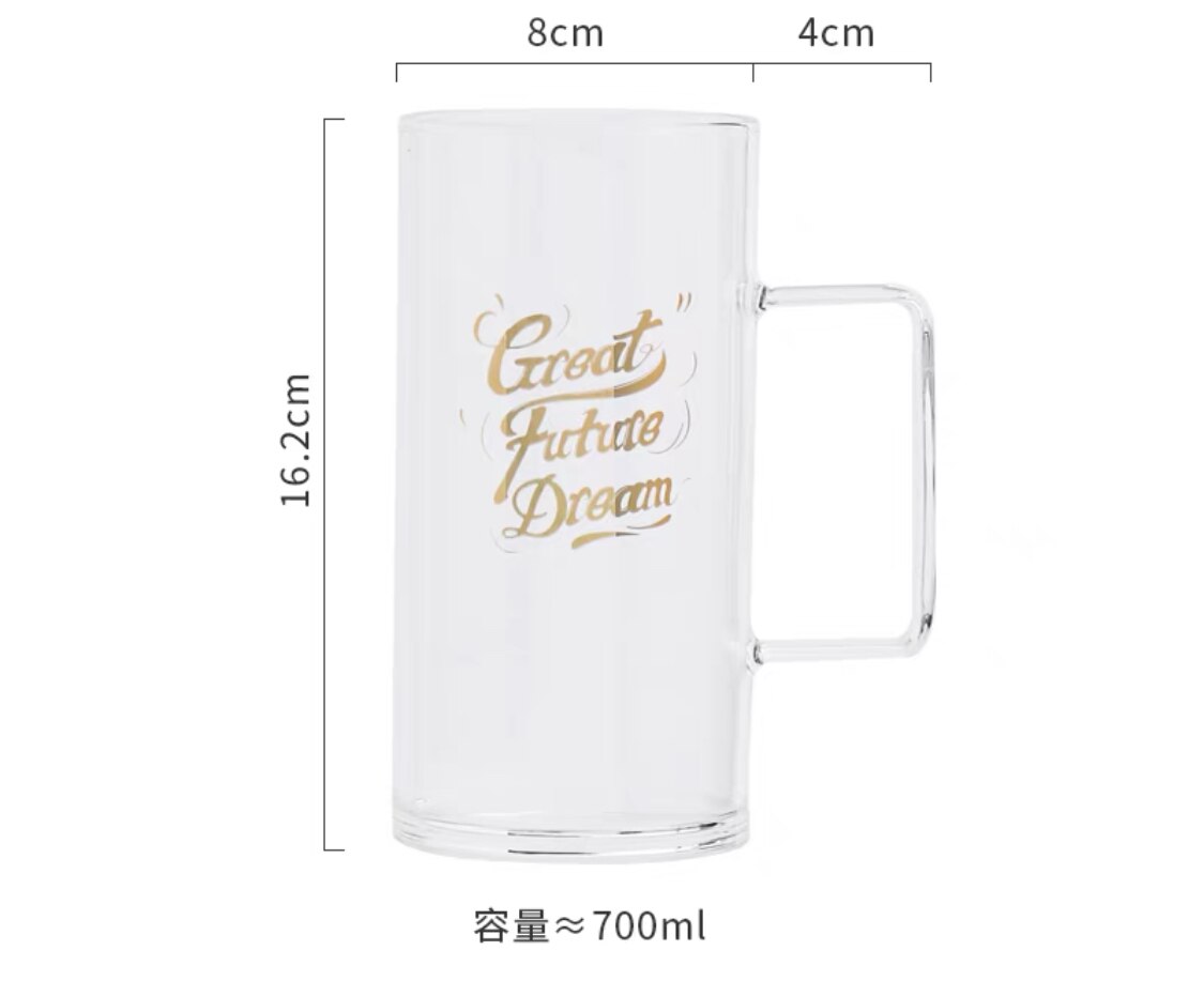 Gran capacidad de 700ml de cristal redondo de taza de agua Simple taza desayuno taza para leche taza de bebida Oficina taza de café taza de jugo: style 1